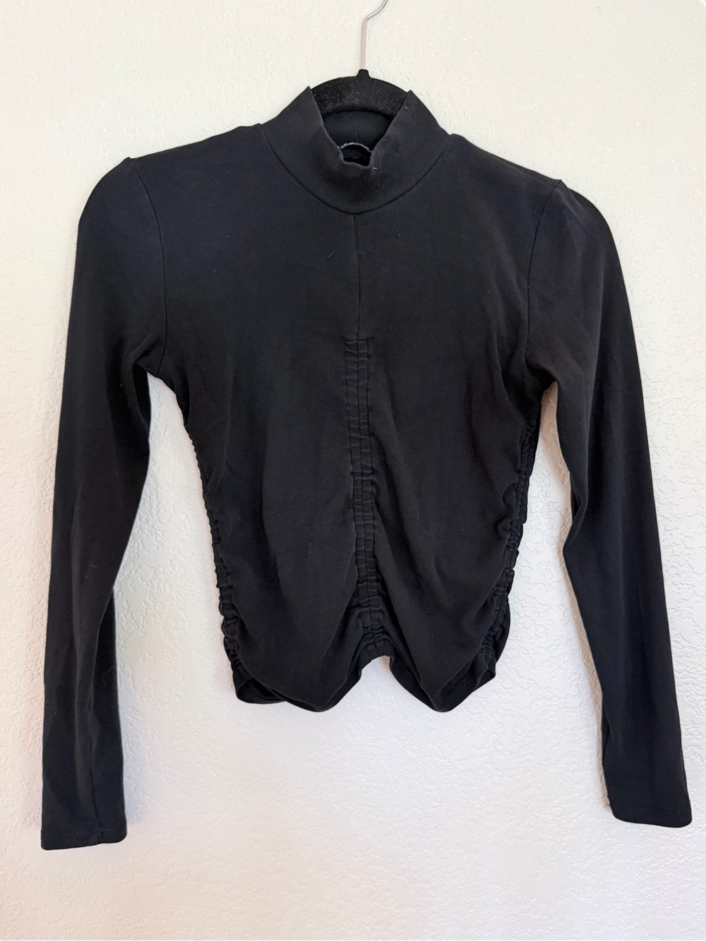 Zara Long Sleeve Mock Neck Ruched Top – Size L